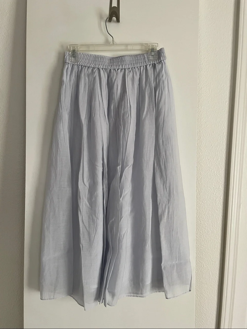 S: H & M Pleated A Line Midi Skirt Softly Sheer Lined Powder blue - Picture 1 of 6